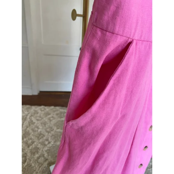 Old Navy Pink Linen Mini Dress Puff Sleeve Button Front Beach Resort Coquette XL - Picture 5 of 8